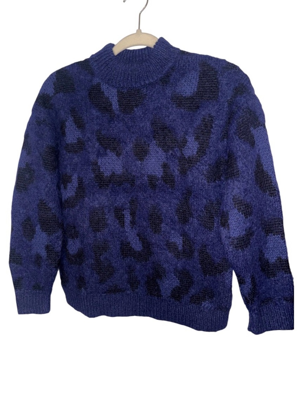 Kate Spade New York “Wild Ones” Leopard Sweater in blue and black. NEW!